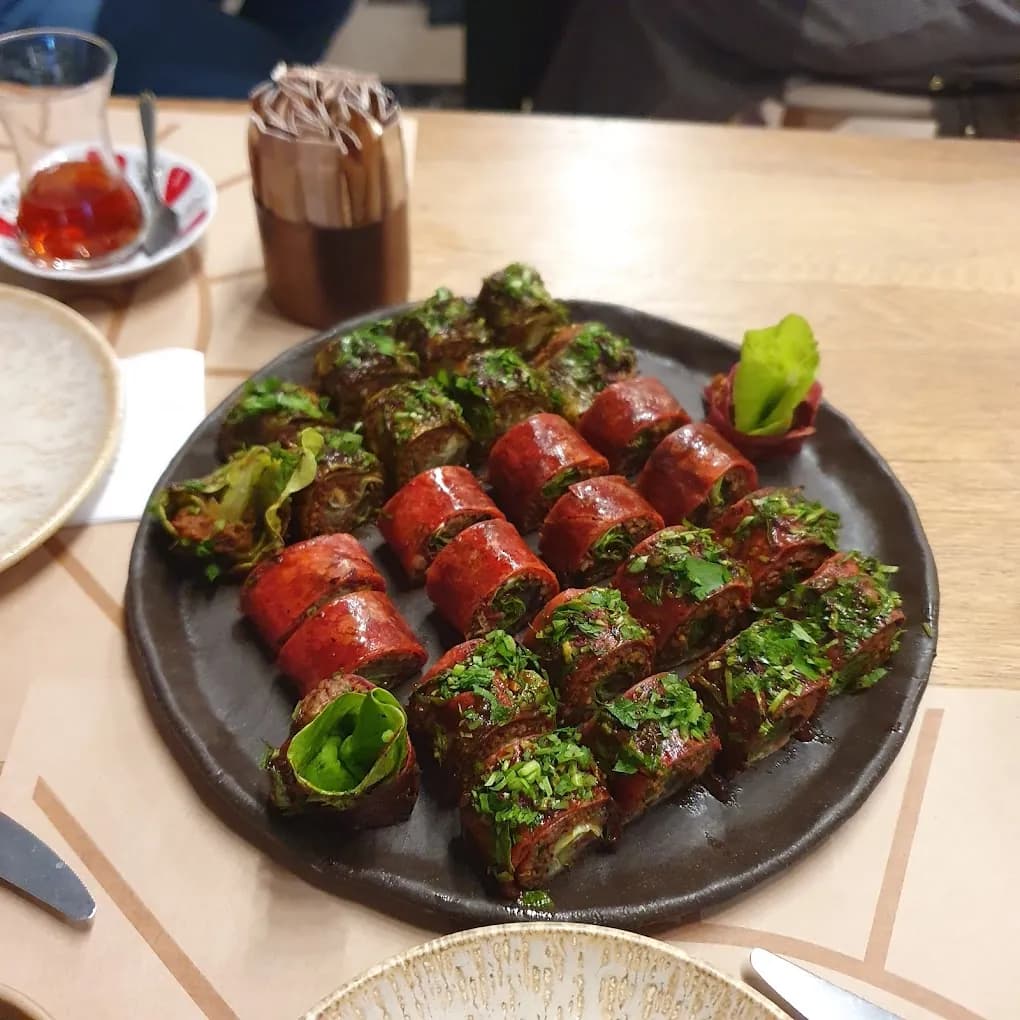 Oses Gurme spicy çiğ köfte bulgur wrap with nuts and pomegranate in Karaköy