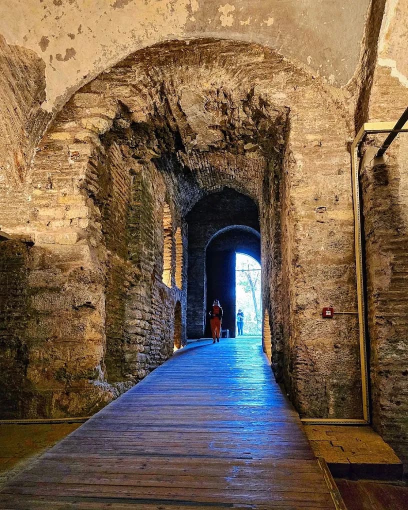 Majestic interior perspective of Hagia Irene Church showing the high domes and monumental arches.