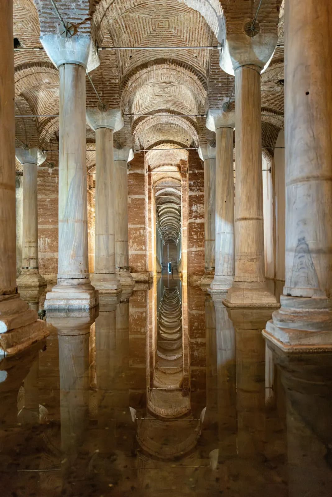 Walk through the forest of 336 marble columns at the Basilica Cistern (Yerebatan Sarnici).