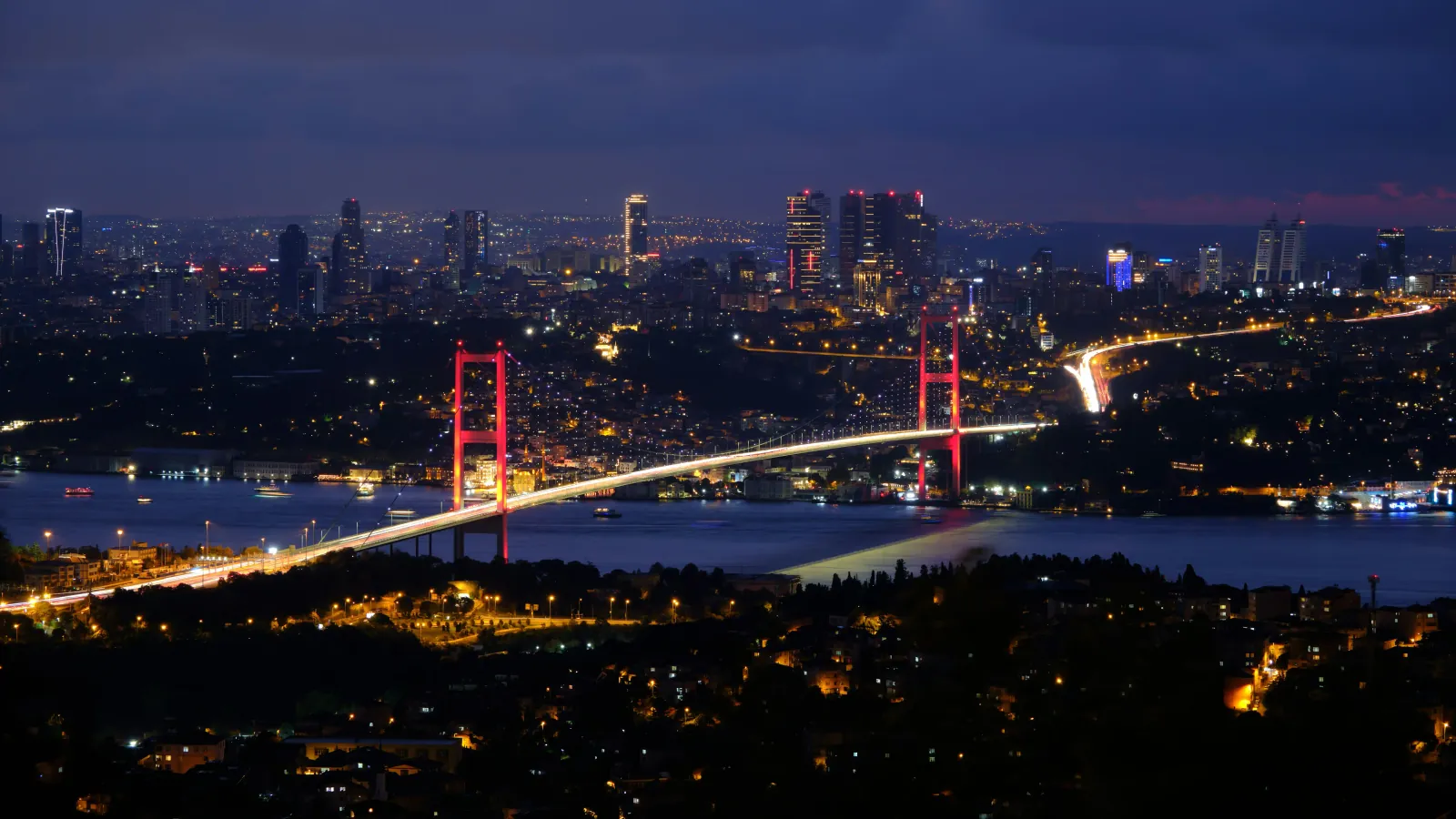 Bosphorus and city view from Çamlıca Hill in Asian side.