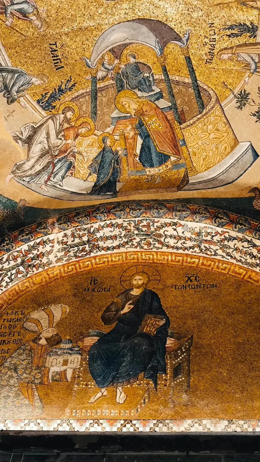 Artistic perspective of the biblical figures and saints on the walls of Kariye Mosque.