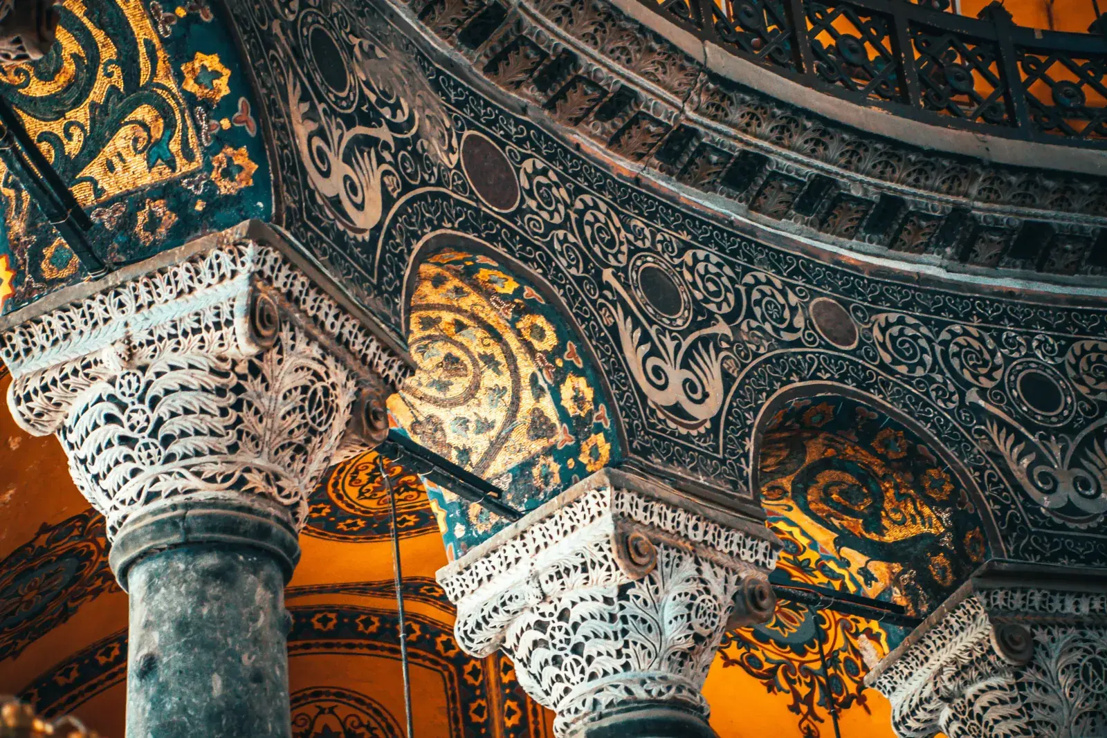 The mosaic of Emperors Justinian and Constantine offering gifts to Mary in Hagia Sophia.