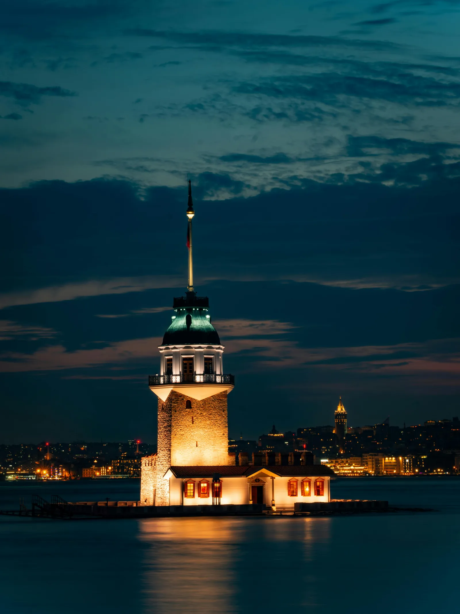 Architectural details of the newly restored Maiden's Tower in Istanbul.