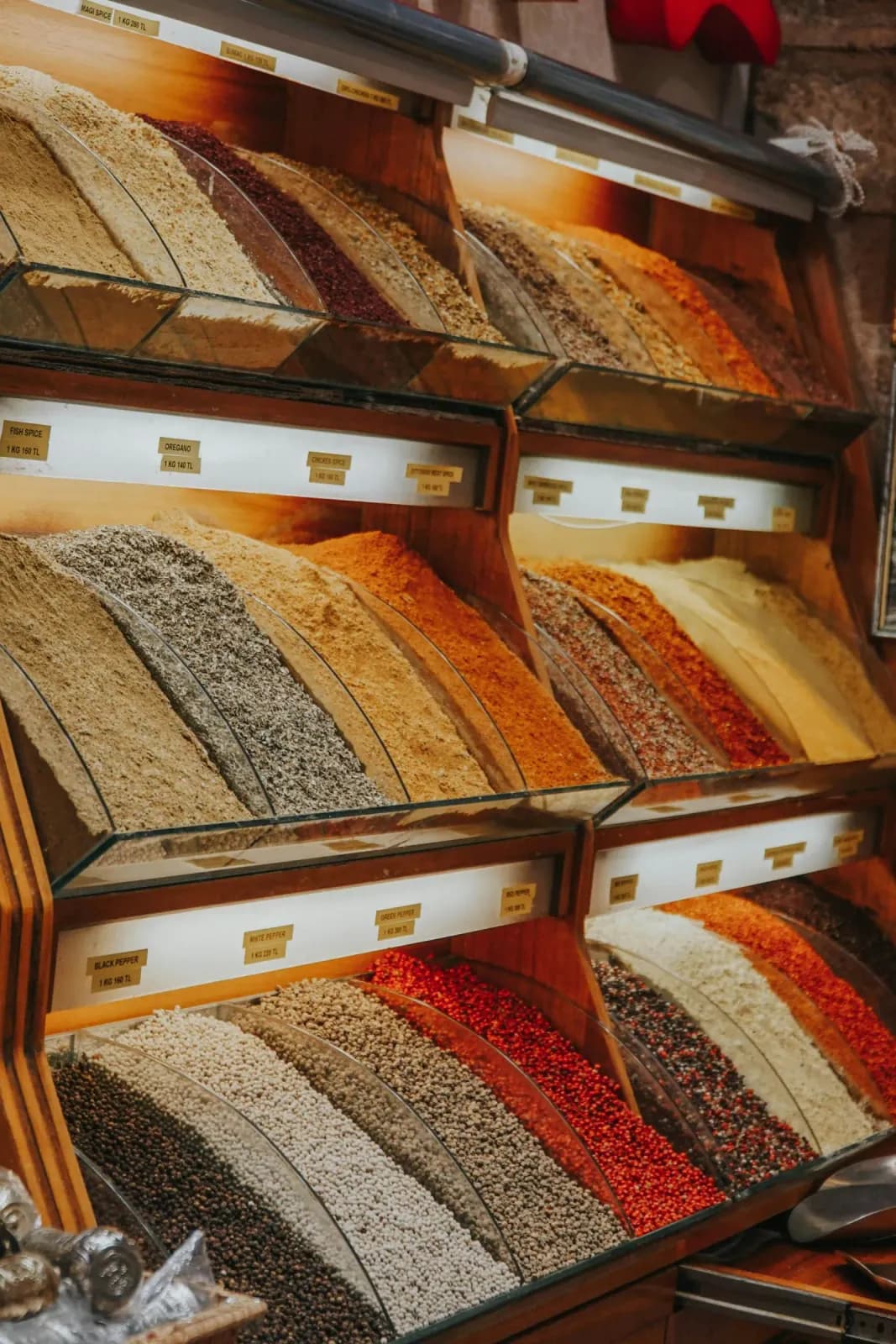 Authentic Turkish delights and dried fruits artfully presented in the Spice Bazaar. Savor the traditional flavors of Istanbul.
