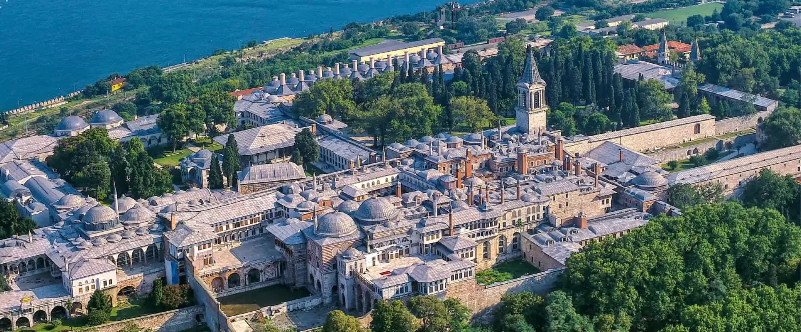 Aerial view of Topkapı Palace complex on the tip of Istanbul's Historical Peninsula